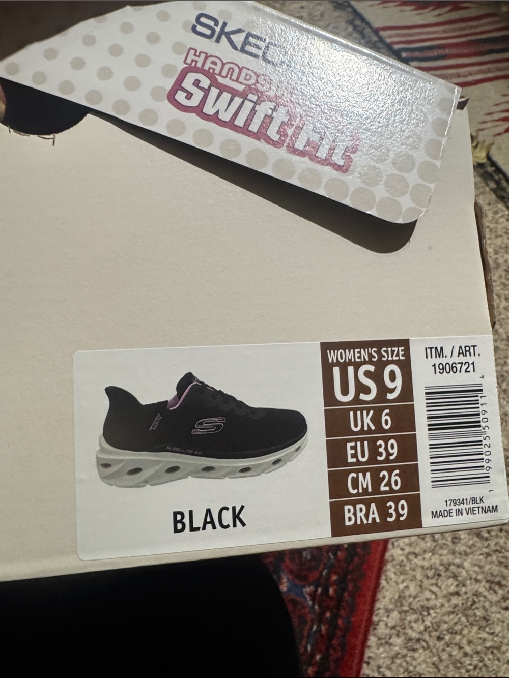 Skechers Women's Black Knit Athletic Sneakers with Light Pink Trim - Picture 3 of 8